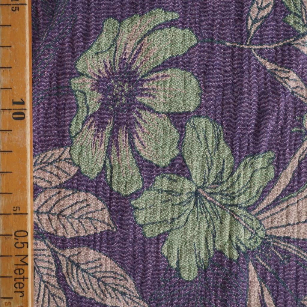 Musselin Double Gauze Jacquard Blüten grün lila